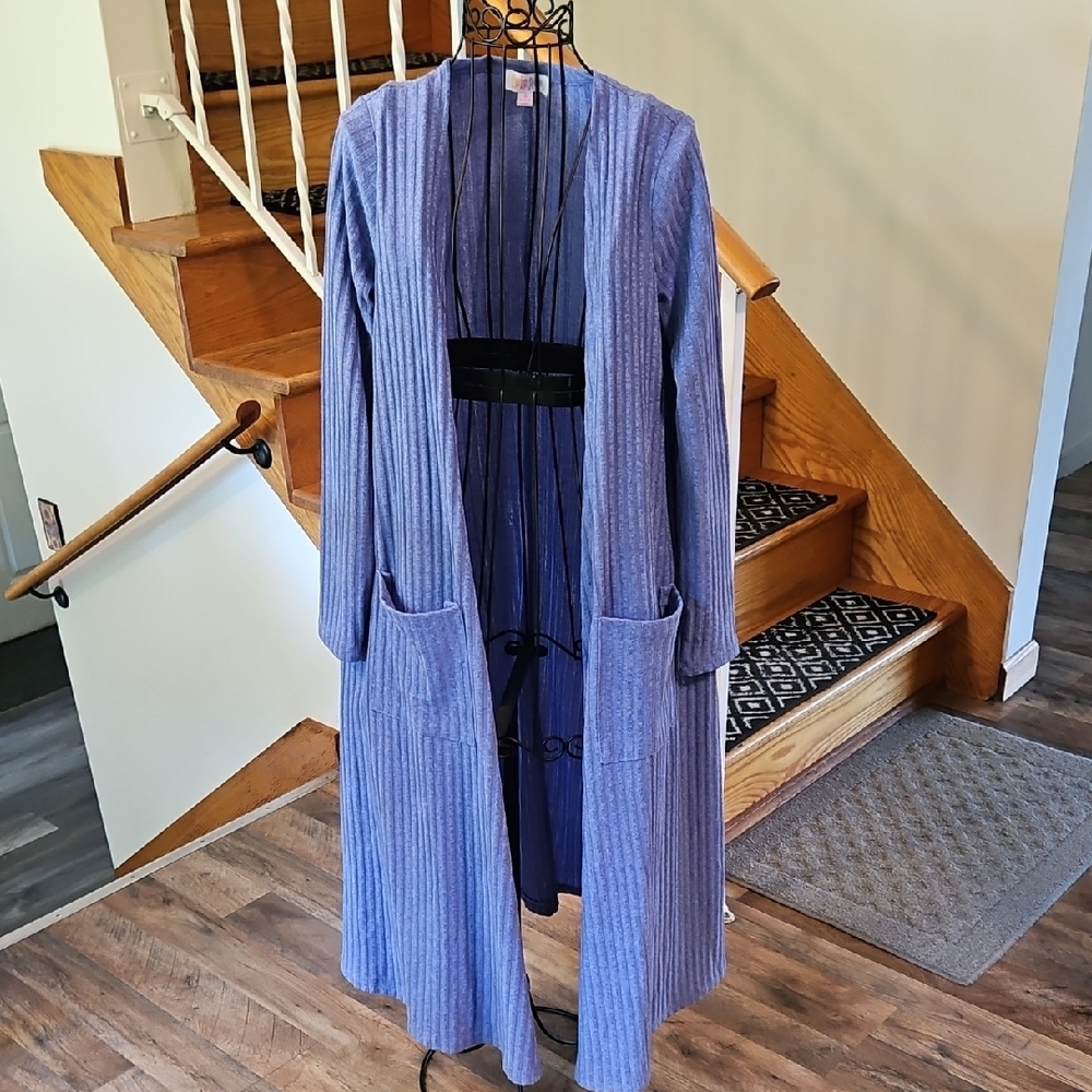 👚LuLaRoe Ribbed Blue Open-Front Duster